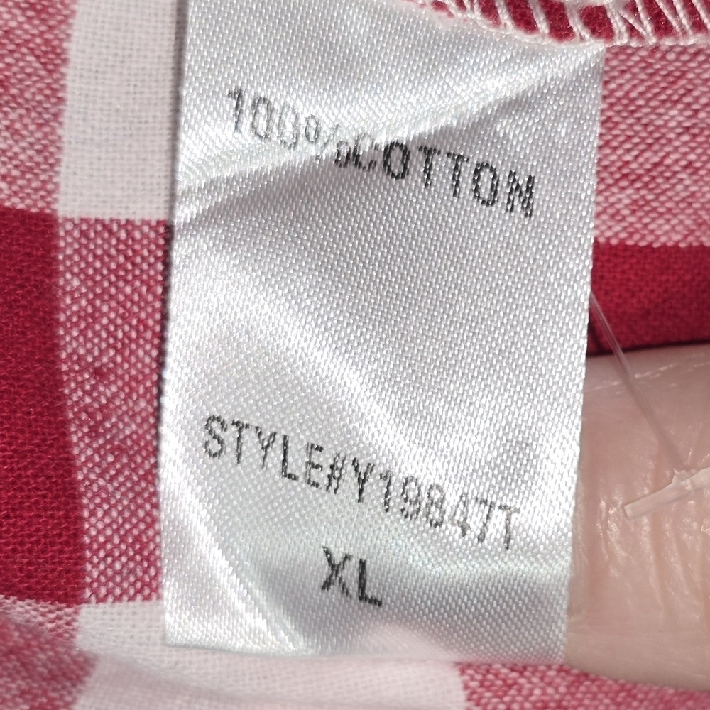 Pomander Place Red and White Gingham Checkered Button Down Top Size XL - Picture 7 of 7